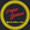 Papa Gomes badge: red script wordmark on a charcoal ground, inside a yellow block-print ring reading Quick Indian café